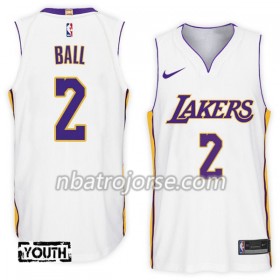 Barn Los Angeles Lakers Tröja Lonzo Ball 2 Nike 2017-18 Vit Swingman
